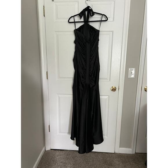 Jessica McClintock Y2K Vintage Whimsigoth Black Satin Gown Dress - Picture 3 of 8